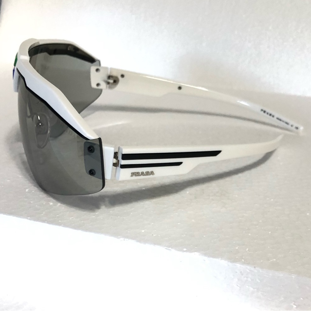 🆕 Prada white, blue & green Shield Sunglasses - Picture 9 of 16